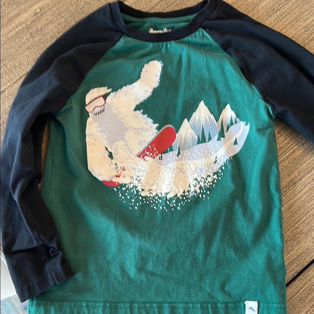 Snowboarder Graphic Kids Shirt - Green & Black